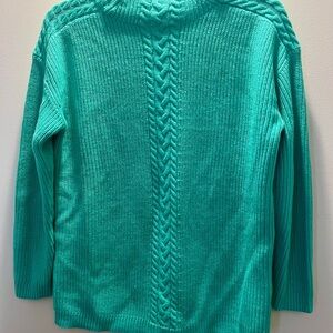 NWT Talbots Petite Cable Knit Sweater Turquoise Size PM